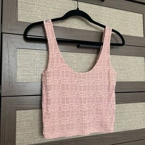 Pink Lace Cropped Tank Top